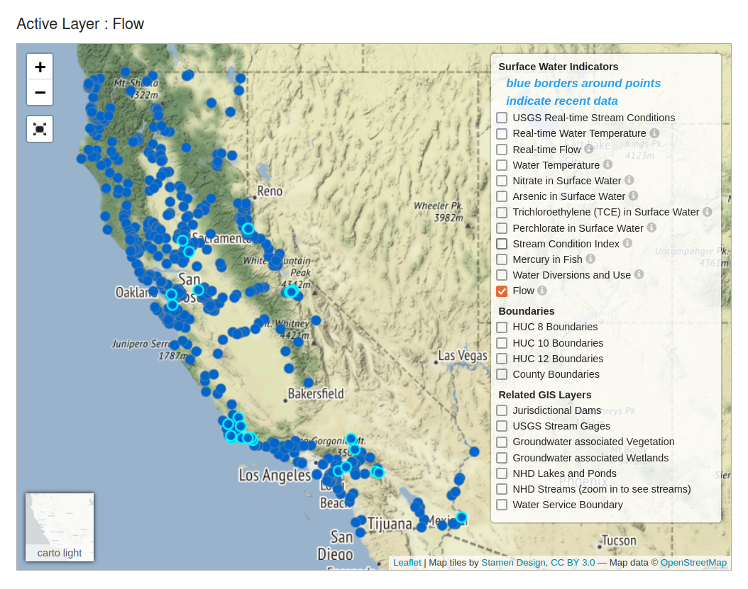 Surface water flow map