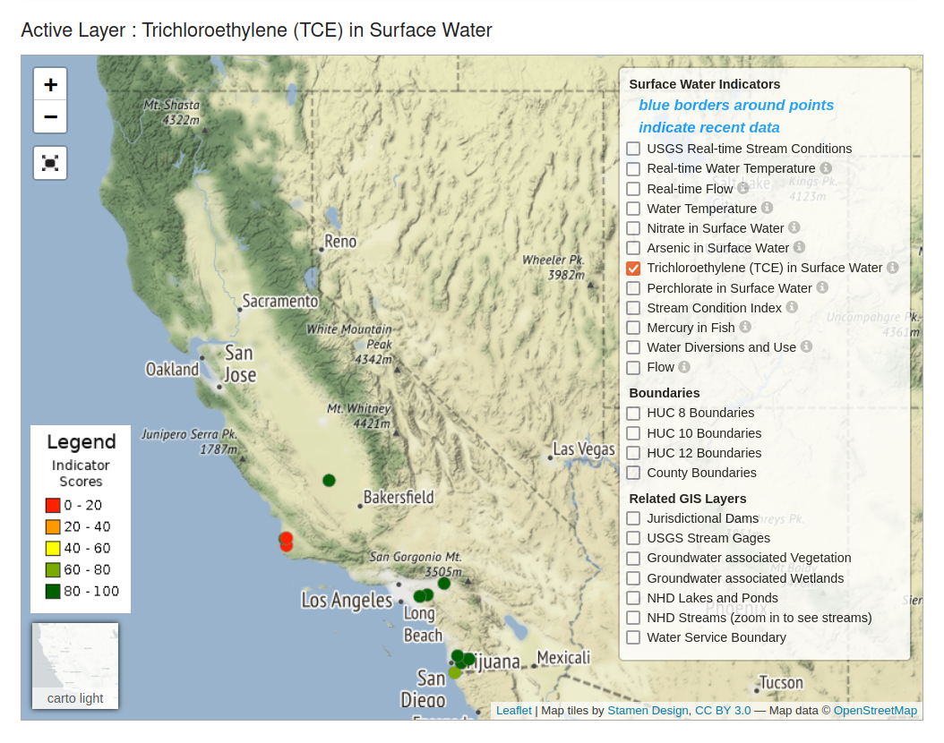Trichloroethylene in surface water